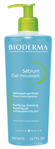 BIODERMA foto produto, Sebium Gel moussant 500ml, gel-mousse de duche para pele oleosa